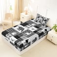 thumbnail image 4 of Erosebridal Animal Bears Deers Mallard Duck Twin Sheet Sets 3pcs For Teens Boys,Minimalist Plaid Grid Bedding,Black Grey, 4 of 5