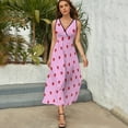 thumbnail image 3 of Red Strawberry Love Pattern Polka Dots Sleeveless Dress Dresses Women Summer Evening Dresses Ladies Bohemia Long Dresses, 3 of 9