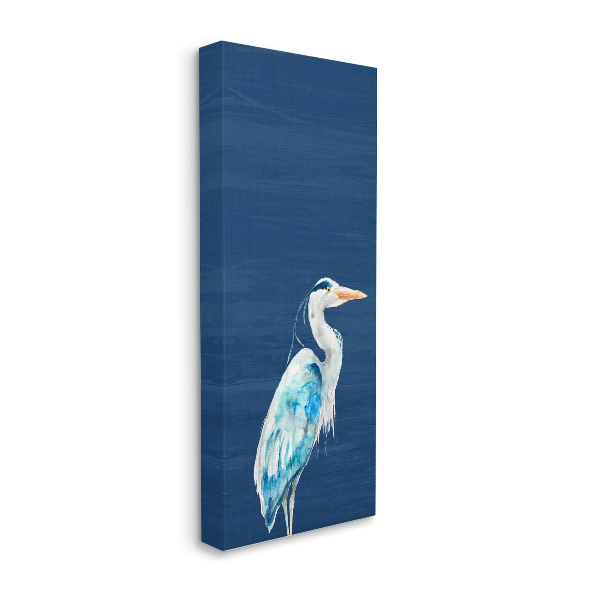Stupell Industries Egret Sea Bird Standing Deep Blue Ocean Background Canvas Wall Art, 13 x 30, Design by Patti Mann