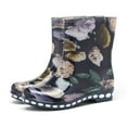 thumbnail image 2 of Xfvqtps Rain Boots for Women Mid Calf Thick Bottom Polka Dot Sole Flower Print Grid Print Garden Boots Waterproof Non Slip Rubber Sole Outdoor Work Rain Shoes Blue, 2 of 4