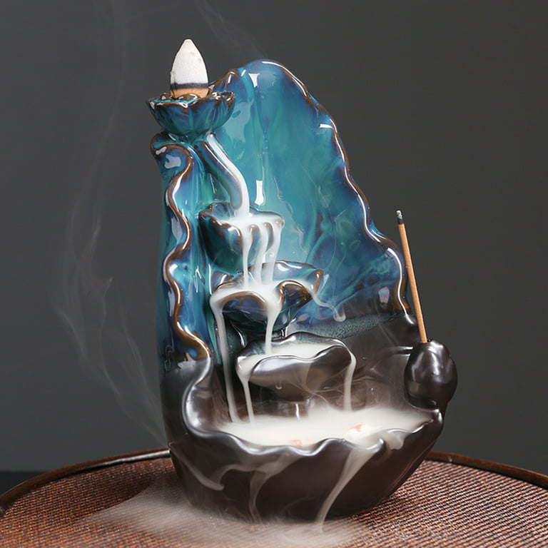 Yirtree Ceramic Incense Burner , Waterfall Backflow Incense Holder,  Aromatherapy Ornament, Zen Decor, Home Decor, Room Decor 
