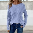 thumbnail image 2 of Helii Womens Waffle Knitted Pullover Sweaters Crew Neck Long Sleeve Tops Lightweight Relaxed Fit for Women Fashion Clothes Sky Blue S, 2 of 4