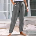 thumbnail image 2 of Sentmoon Linen Pants Women Petite Solid Color High Elastic Waist Palazzo Pants Women Oversized Relaxed Fit Wide Leg Summer Flowy Pants Beach Vacation Essentials for Everyday Casual Wear, 2 of 8