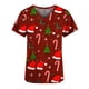 thumbnail image 4 of Pntutb Moda para mujer Camisetas de manga corta con cuello en V Uniforme de trabajo Estampado de Navidad con tops de blusa de bolsillo Pntutb Pntutb-5669, 4 of 5