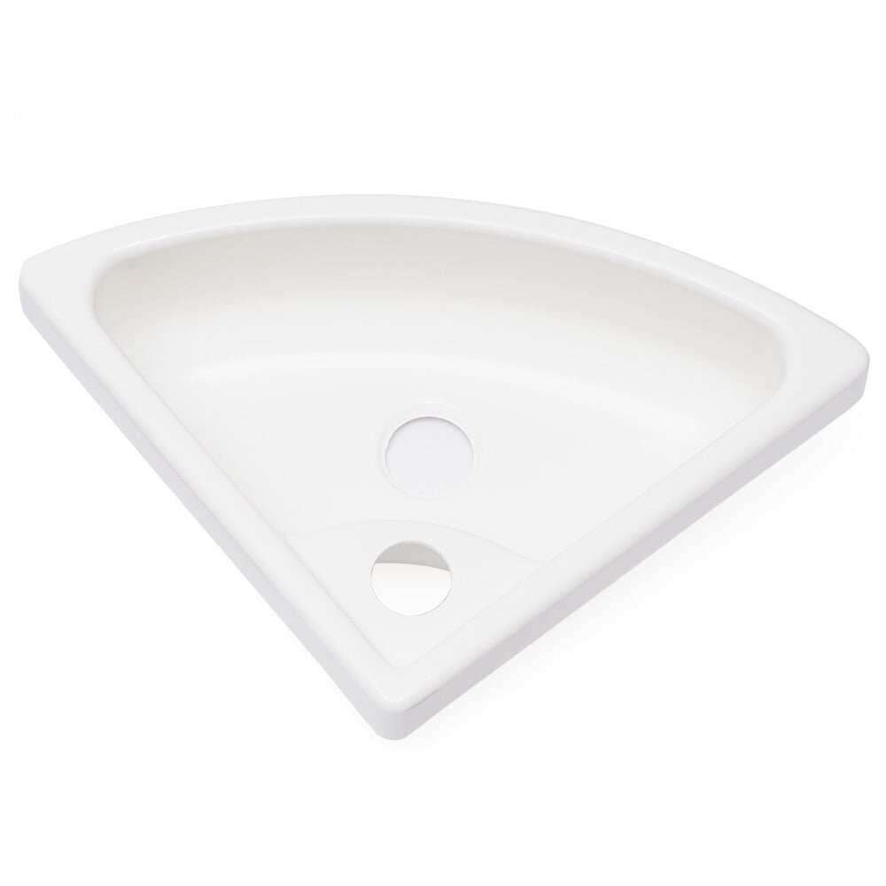 ToppiJoy Acrylic Single Bowl Sink, Triangle Wash Basin Thick Small Sink Corner for Kitchen Bathroom Lavatory (White)