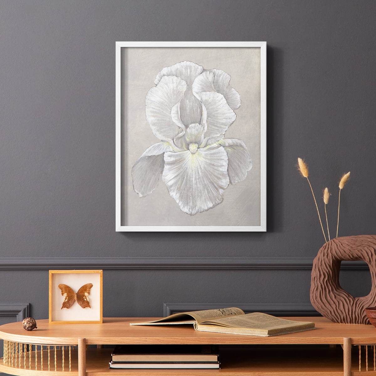 White Iris II Framed Print in White Solid Wood 8 x 10 Framed Print