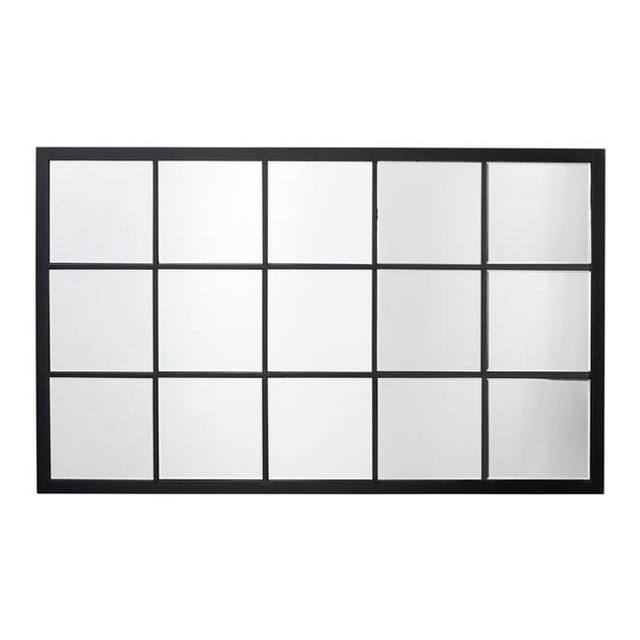Benzara BM241190 Mirror with Sleek Grid Design Metal Frame, Black