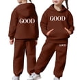 thumbnail image 3 of Girls Outfits Long Sleeve Solid Hoodie Pullover with Pants Casual Sweat Set Girls' Clothing Sets Coffee 12-13T, 3 of 8