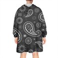 thumbnail image 2 of Wearable Oversized Blanket,Black Paisley and Floral Pattern Wearable Blanket Hoodie for Adults,Cozy Hooded Blankets with Super Pockets,Super Warm Fuzzy Pullover for Women & Men, 2 of 6