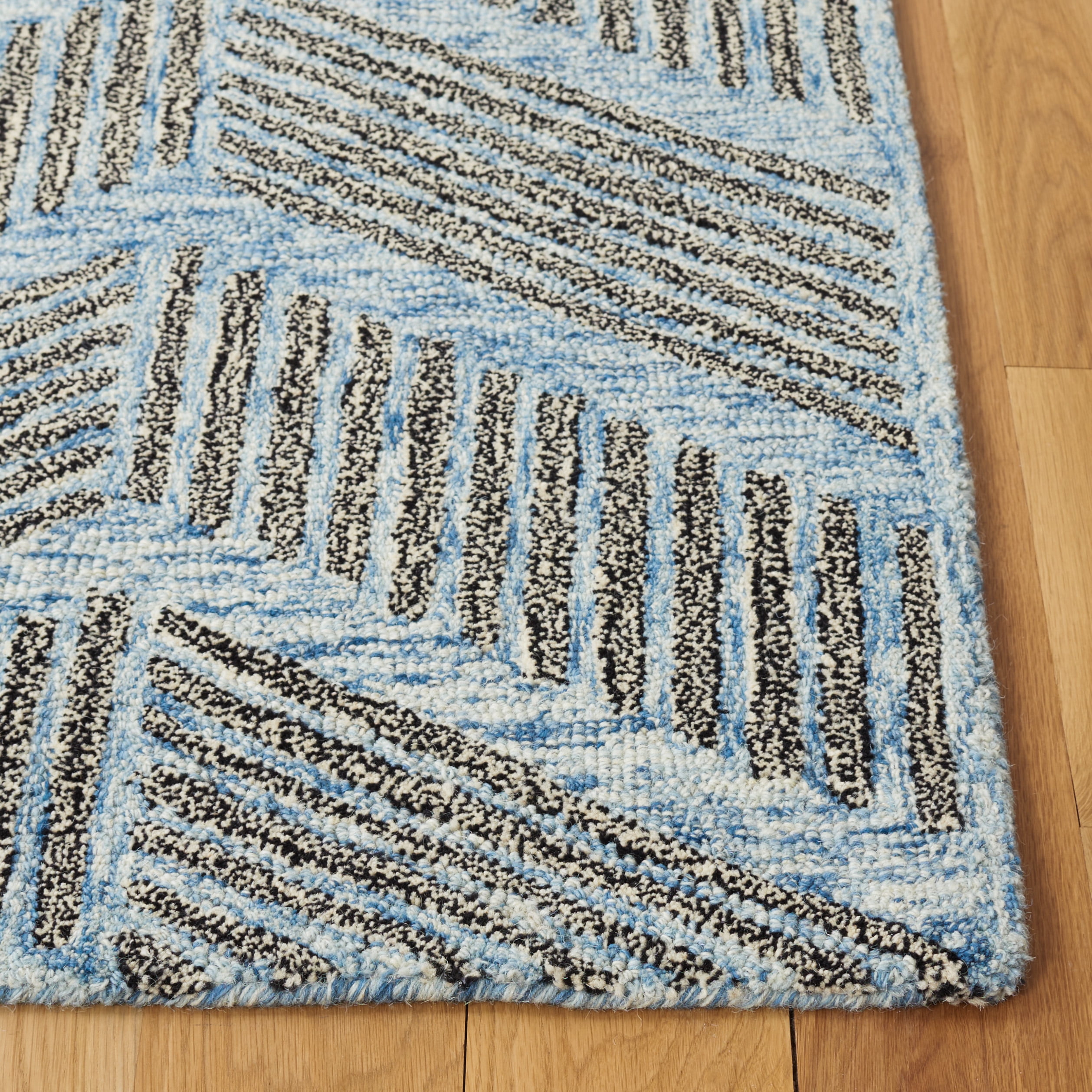 SAFAVIEH Metro Lilibeth Geometric Striped Area Rug, Blue/Black, 5' x 8'