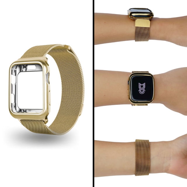 Correa metálica para Apple Watch de 40 mm + Protector lateral de pantalla. Mamá Pulpo Milanese case lateral