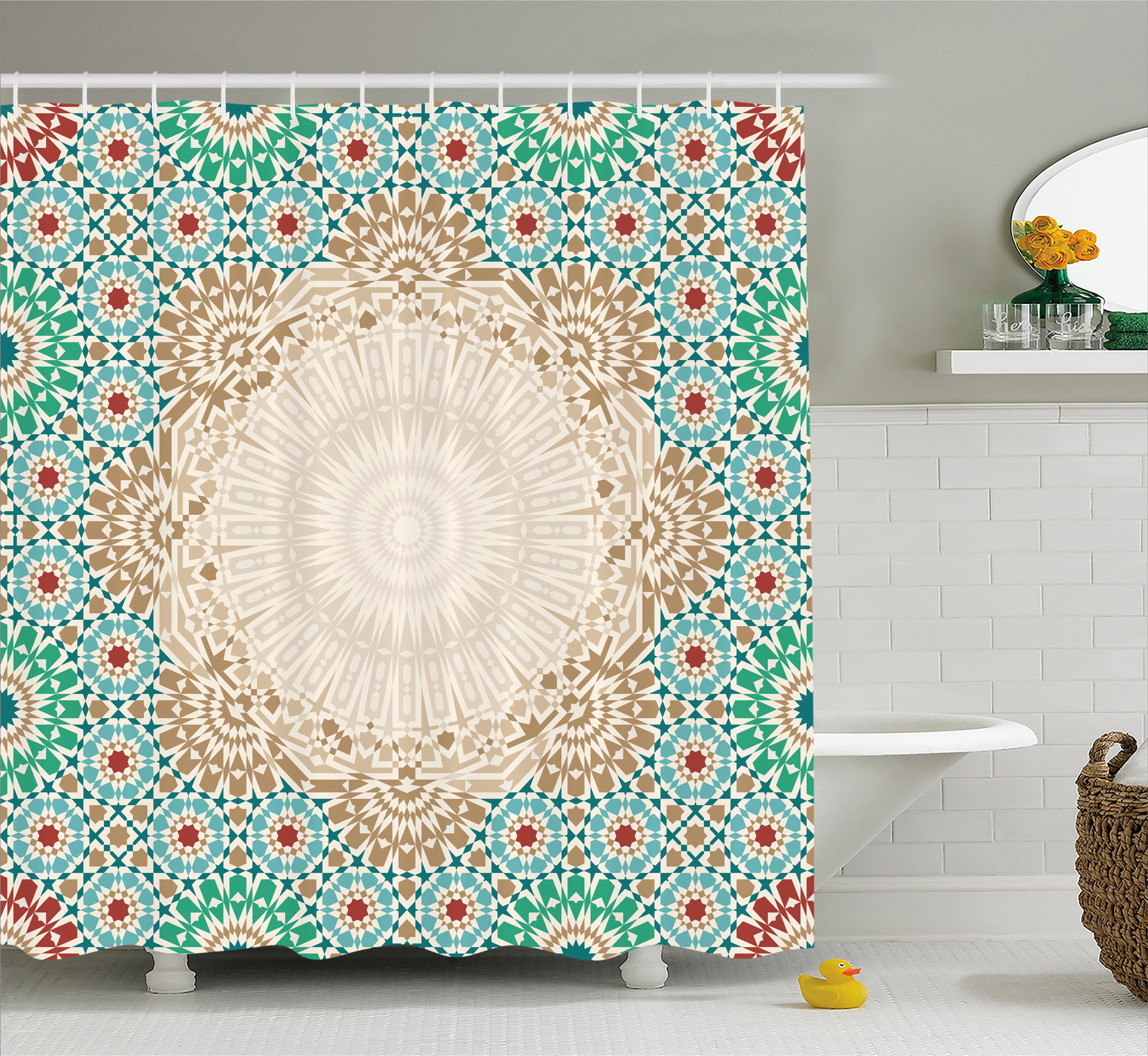 Moroccan Shower Curtain, Ottoman Mosaic Art Pattern with Oriental