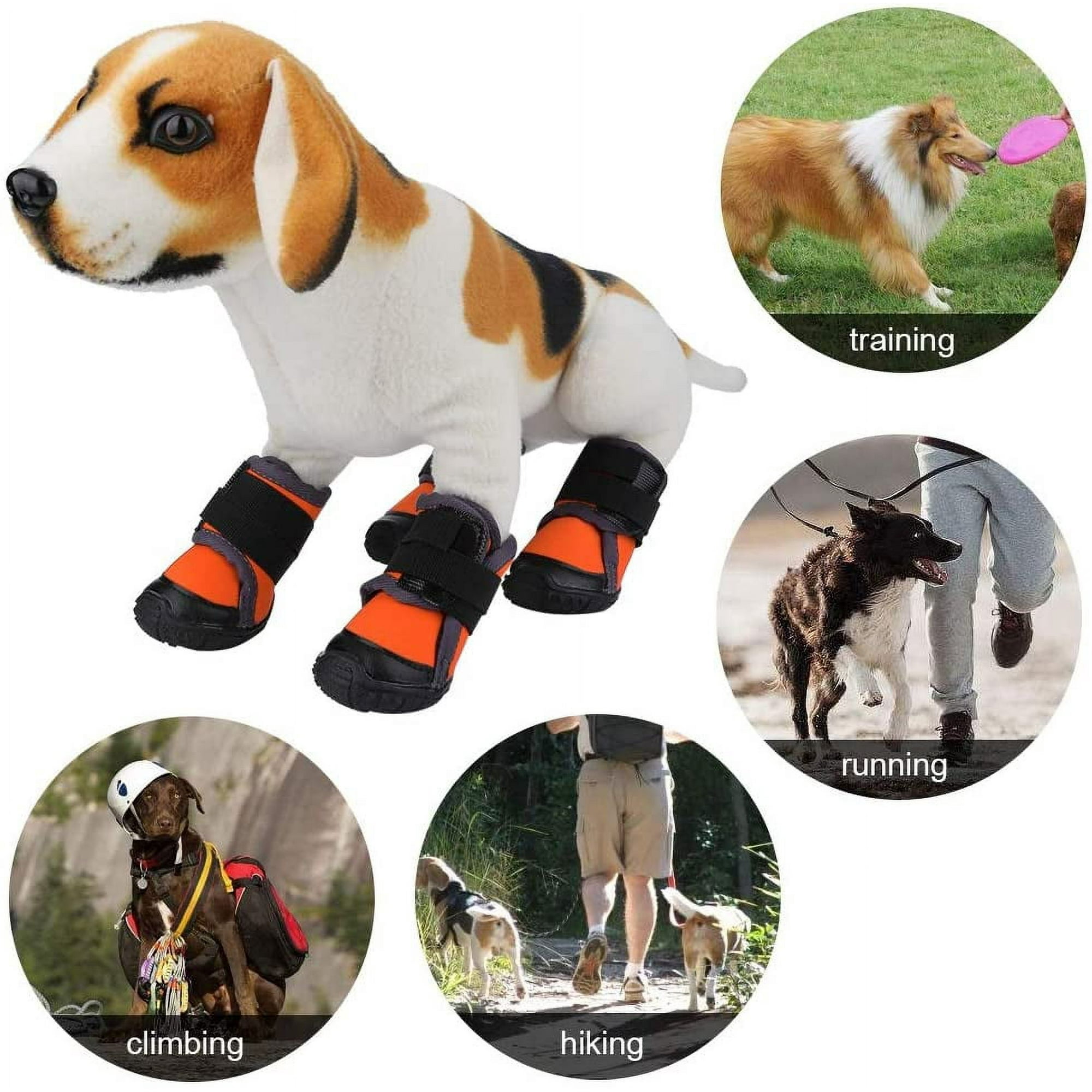 Puppy Climbing Boots Walkee Paws Small Medium Large Dog Non Slip Outdoor Sports Shoes 4Pcs Fashioble Orange 50