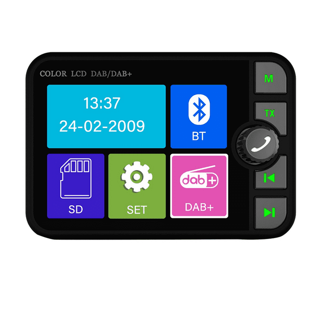 Receptor de Radio /+ LCD de 2,4 Pulgadas, Reproductor de MP3 con Bluetooth, Transmisión de Señal Digital FM para Automóviles Europeos