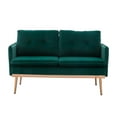 thumbnail image 4 of Modern Lounge Tufted Couch Velvet Club Sofa with Rose Golden Legs, 2 Seater Small Sofa Chair Upholstered Living Room Loveseat Sofa Couch with Soft Padded Seat - Green, 4 of 8