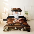 thumbnail image 2 of jejeloiu Kawaii Highland Cow Twin Bedding Kids,Rustic Botanical Daisy Duvet Cover Set,Reversible,2pcs(No Comforter), 2 of 6
