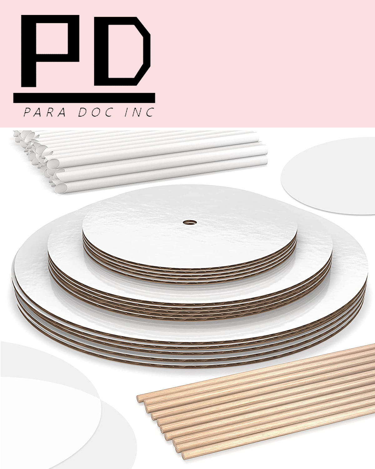 Cake Boards Tiering Kit With Parchment Paper Rounds, Wooden Dowels, and Straw Dowels