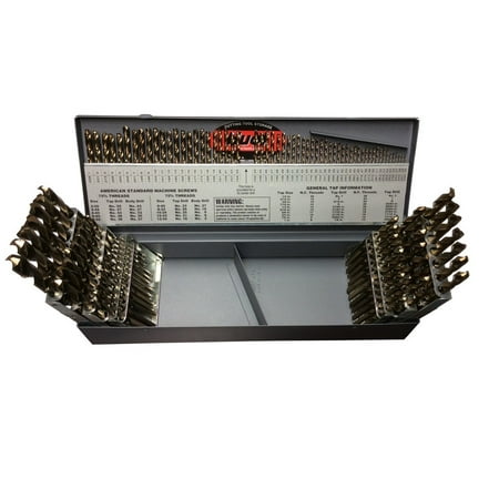 

Drill America 115 Piece Cobalt Drill Bit Set in Metal Case Sizes 1/16 - 1/2 A - Z #1 - #60