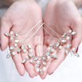 thumbnail image 2 of Bride Rhinestone Wedding Hair Pins Pearl Crystal Hair Piece Bridal Hair Accessories for Women (Pack of 3) HP182 (2-Gold), 2 of 4