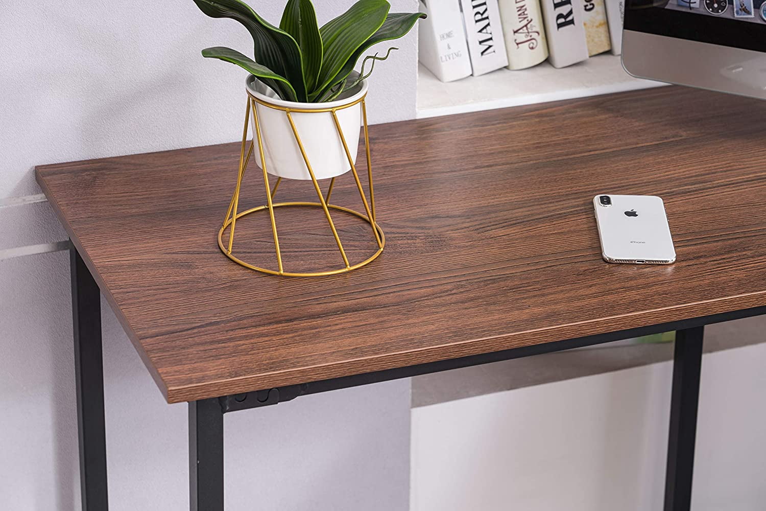 ivinta L Shaped Computer Desk, Modern Corner Desk for Small Space Living Room Bedroom 7121 (Brown)