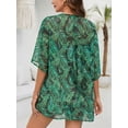 thumbnail image 4 of JYLFC Floral Print Puff Sleeve Kimono Cardigan Loose Cover Up Casual Blouse Tops Green, XL, 4 of 6