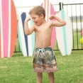 thumbnail image 4 of FORMRS Boys Swim Trunks Quick Dry Mesh Liner Boardshorts Sizes XS-XL, Pink and Green Cat, 4 of 7
