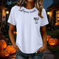 thumbnail image 2 of Stars Moon Funny Graphic Tees for Women Round Neck Short Sleeve Casual Fall Tops Fall Shirts White M, 2 of 6