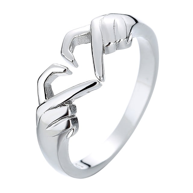 MasteelfCA Open Finger Ring Decor Ring Heart Hug Rings Couple Hug Rings Wedding Ring Jewelry