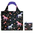 thumbnail image 2 of Wrapables Large Reusable Shopping Tote Bag with Outer Pouch (Set of 3), Flowers & Unicorns, 2 of 10