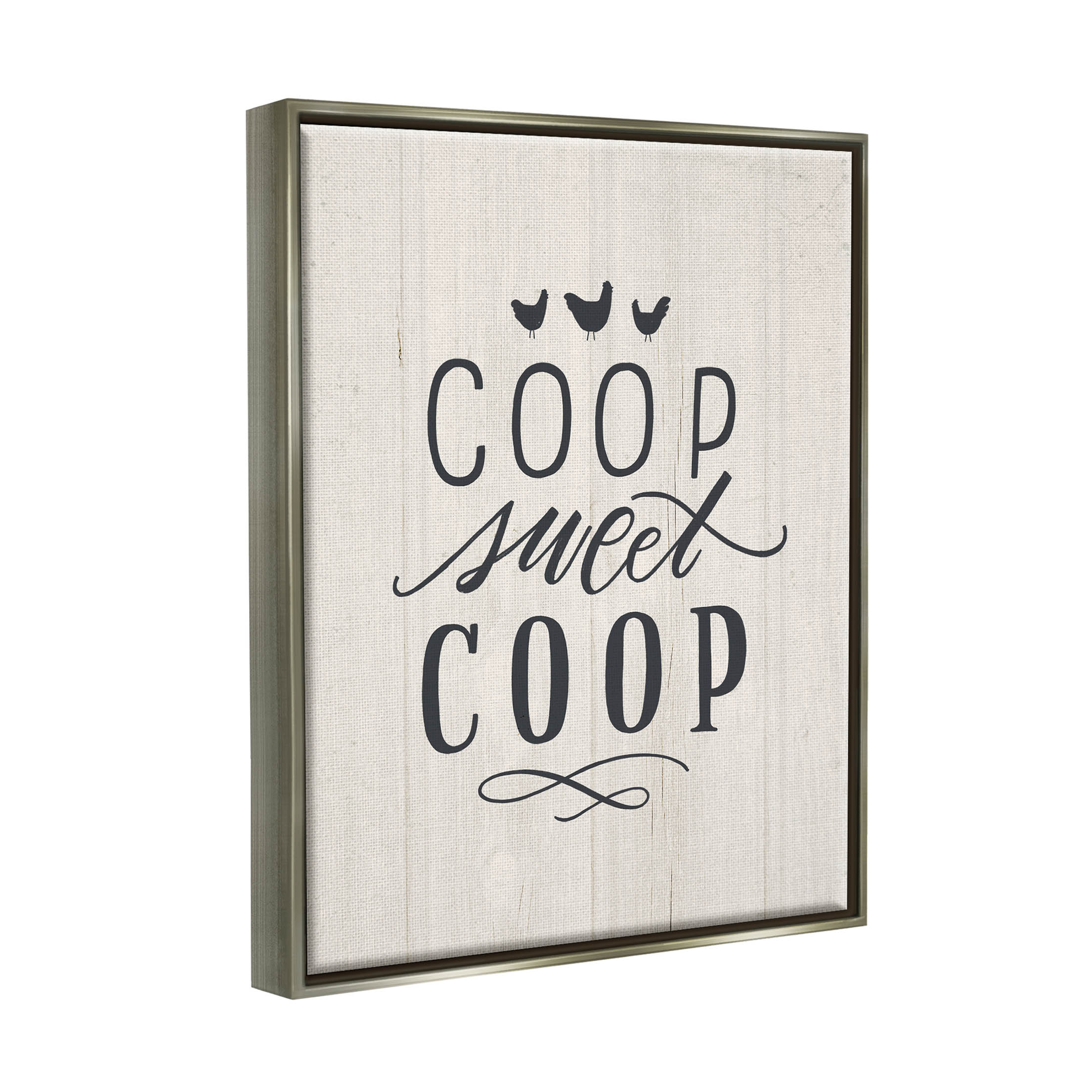 Stupell Industries Sweet Coop Farm Chicken Sign Graphic Art Luster Gray Floating Framed Canvas Print Wall Art, Design by Loni Harris