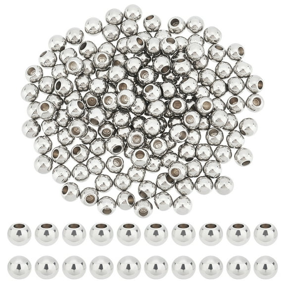 1Box 150Pcs Memory Wire End Caps Stainless Steel Cord End Caps Round Half Drilled Beads Ball Shape Cord Terminators for Earrings Necklace Bracelet Jewelry Making DIY Crafts Hole: 2mm