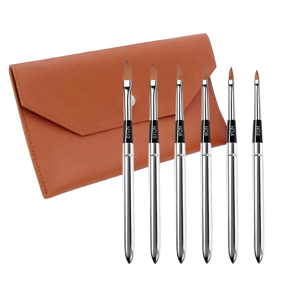 6Pcs Travel Watercolor Brushes Set with Leather Pouch, Extendable Portable Paint Brush Kit for Watercolors, Professional Art Brushes for Painting Lovers Travel Sketching