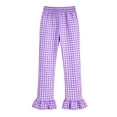 thumbnail image 5 of Loopsun Kids 5-15Years Summer Plaid Ruffle Full Length Pants Elastic Waist Comfortable with Pocket, 5 of 5