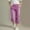 Purple, variant on Capri Pants for Girls Summer Baggy Comfy Cotton Linen Straight Wide Leg Solid Elastic Waist Drawstring Cropped Capris