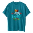 thumbnail image 4 of Blusa informal de manga corta con cuello redondo y estampado de Pascua para mujer Pompotops hfajkhk128207, 4 of 4
