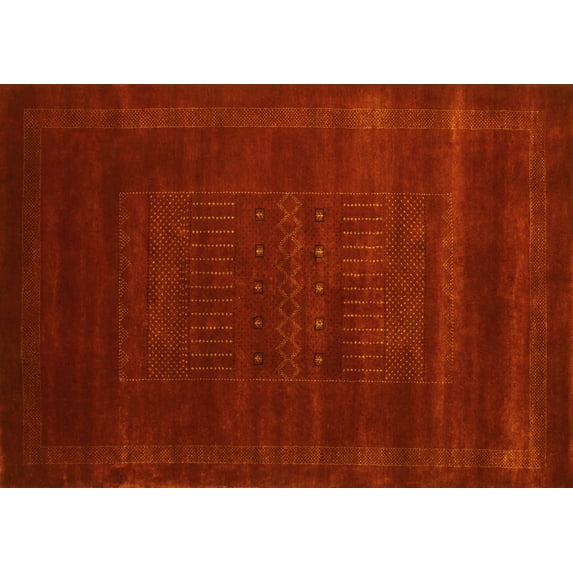 Ahgly Company Machine Washable Indoor Rectangle Abstract Yellow Contemporary Area Rugs, 7' x 10'