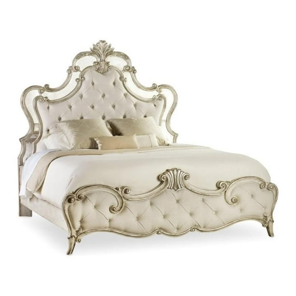 Bowery Hill Traditional Upholstered California King Bed in Silver
