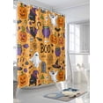 thumbnail image 3 of Fsddascl Halloween Shower Curtain Set - Standard 72" x 72" Washable Bathtub Curtain with 12 Hooks, Orange Cartoon Pumpkin Cat Star Bat Country Waterproof Fabric Stall Shower Curtains for Bathroom, 3 of 6
