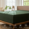 thumbnail image 5 of MooMee 100% Washed Cotton Queen Fitted Sheet Only Linen Like Textured Extra-Deep Pocket Breathable Soft 1-Piece(Forest Green, 60"x80"), 5 of 6