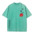 thumbnail image 4 of Washed Vintage T Shirts for Men 2026 Summer Casual Short Sleeve Crewneck Rose Flower Graphic Tees, 4 of 4