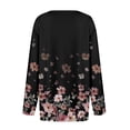 thumbnail image 5 of yuCgh Women's Fashion Floral Print V-Neck Long Sleeve Button Up T-Shirt, Casual Blouse with Tie Waist, Elegant Ladies Top,Black L, 5 of 7