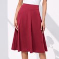 thumbnail image 2 of Skirts for Women 4-way Stretch Women Girl Stretch High Waist Pleated Mid Length Version Knit Flared Skirt Basic Essentials Summer Vacation Beach Fashion, 2 of 5