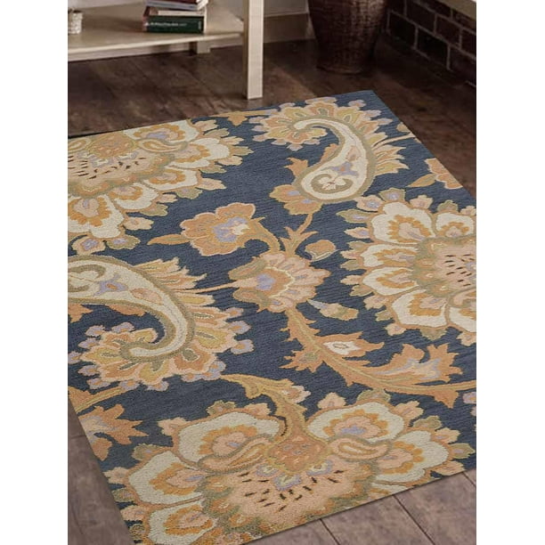 Rugsotic Carpets Hand Tufted Woolen 3' x 5' Floral Area Rug Brown