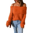 thumbnail image 2 of Seyurigaoka Off-Shoulder Sweaters for Women Slim Fit Long Sleeve Knit Pullovers Cold Shoulder Sweaters Jumper Tops Streetwear, 2 of 5