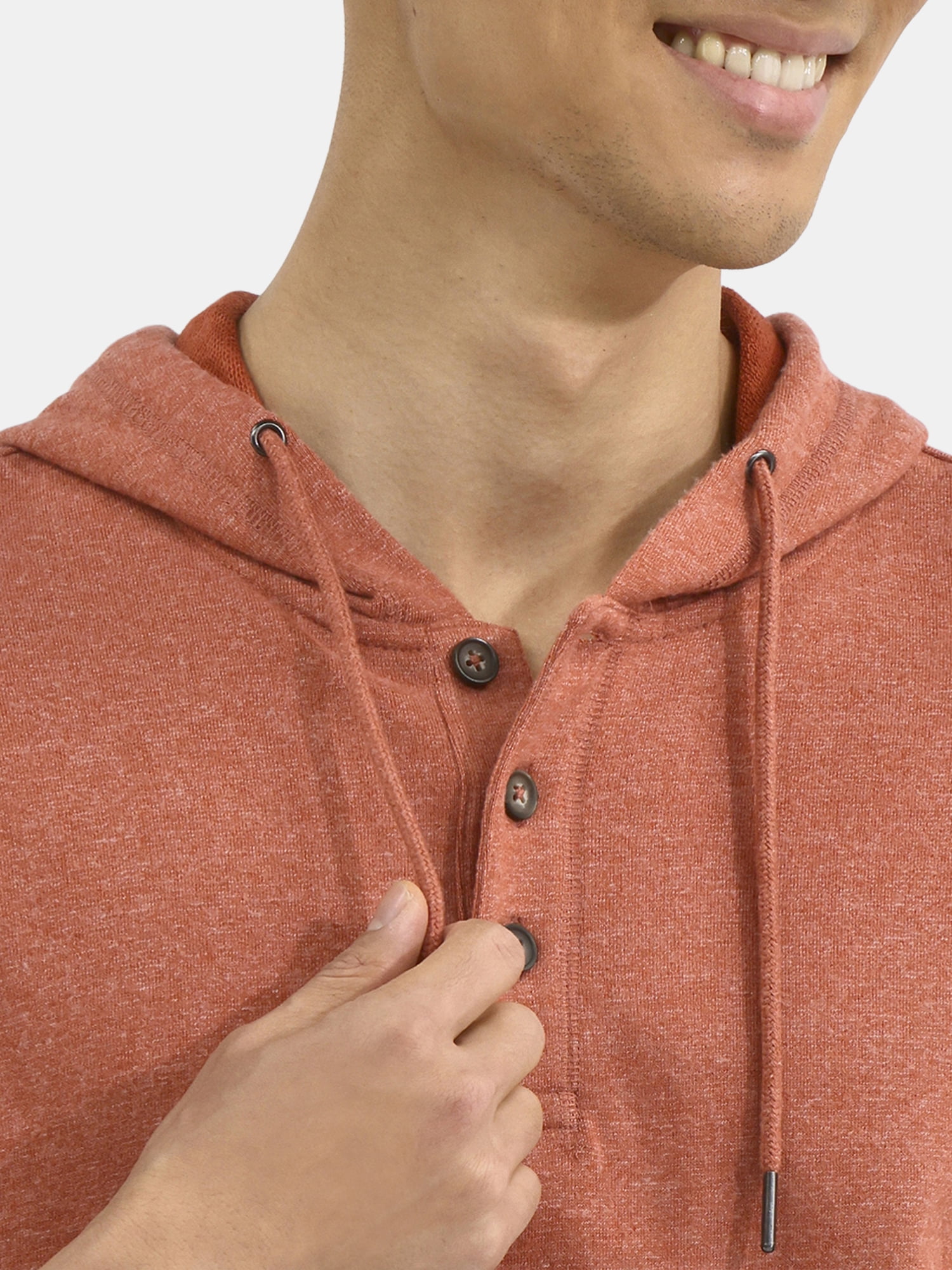 George Men's Button Henley Hoodie with Long Sleeves, Sizes S-3XL