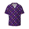 thumbnail image 3 of Goofa Purple Mardi Gras Printed Men's Casual Short-sleeved Shirt,Lightweight Breathable Button-down,Summer Casual men's top,Versatile Fashion shirt-Medium, 3 of 7