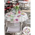 thumbnail image 4 of Spring Easter Outdoor Tablecloth - 60 Inch Round Dining Table Cover, Watercolor Eggs Tulips Flower Wreath Wood Gray Waterproof Outdoor Table Cloth with Umbrella Hole & Zipper for Picnic/Patio/Party, 4 of 7
