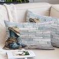 thumbnail image 2 of Western Cowboy Boots Throw Pillow Covers, Vintage Country Blue Wooden Soft Breathable Pillow Cases with Invisible Zipper for Sleeping, Small Pillowcases for Couch Bed Sofa Chair 16x24 Inches, 2 of 9