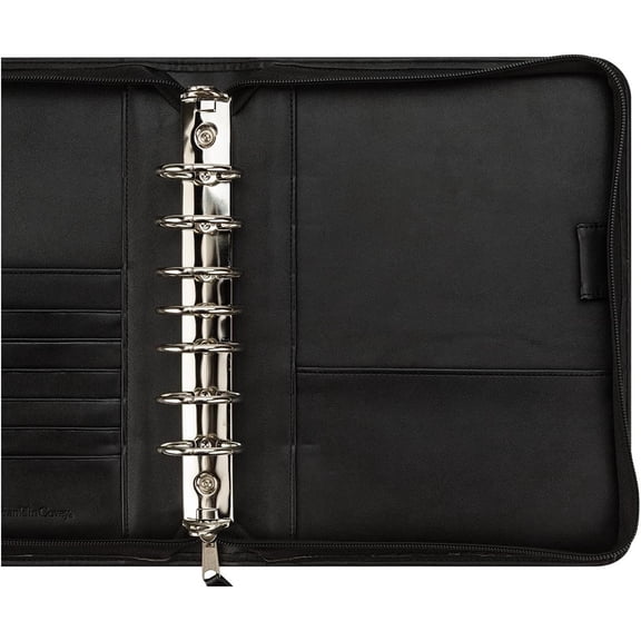 FranklinCovey - FC Basics Ring-Bound Binder for FranklinCovey Planners | Simulated Leather - Zipper Binder (Classic, Black)