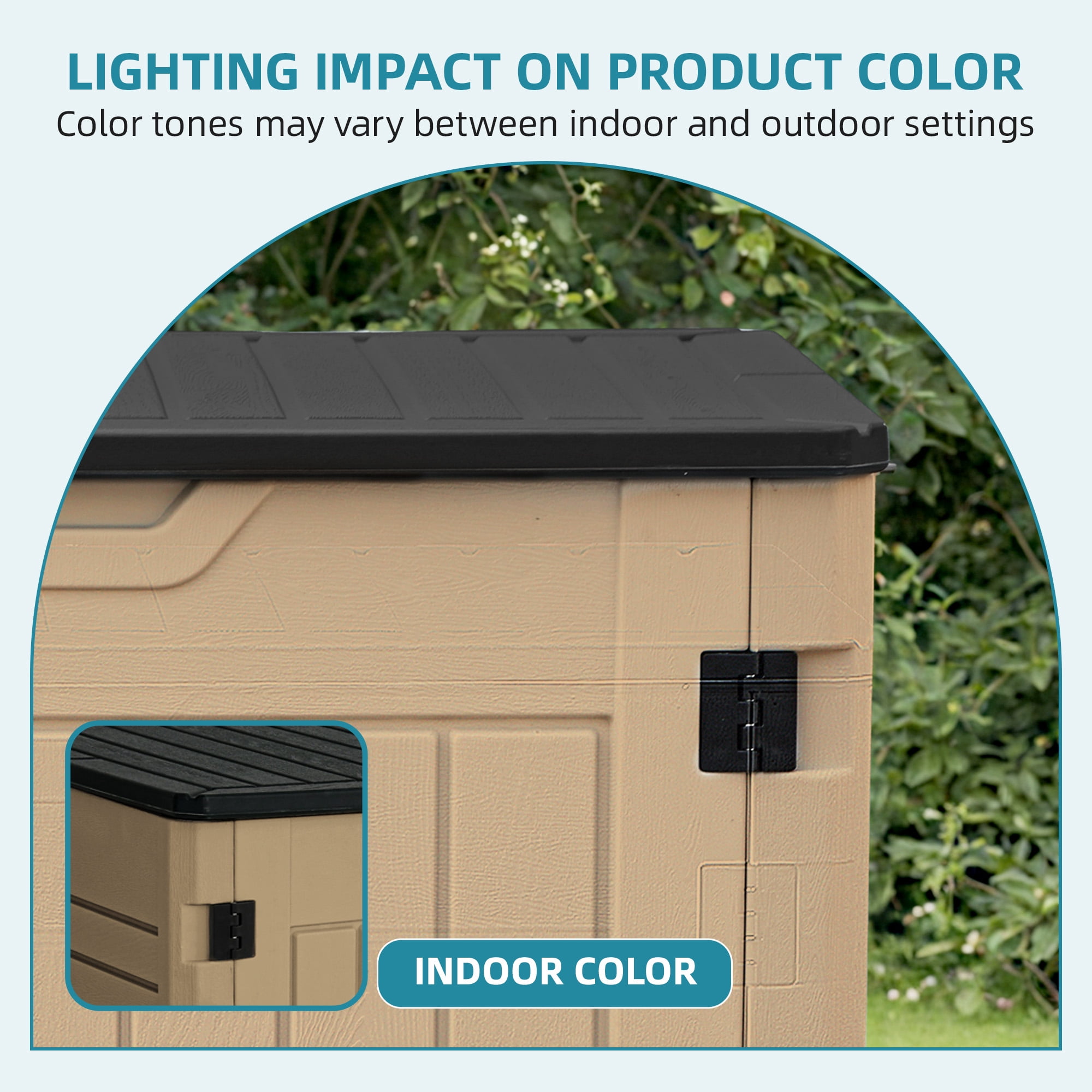 Uforic 35 Cu Ft Weatherproof Resin Outdoor Storage Shed, Lockable for Garden Tools, Easy Assembly, Brown